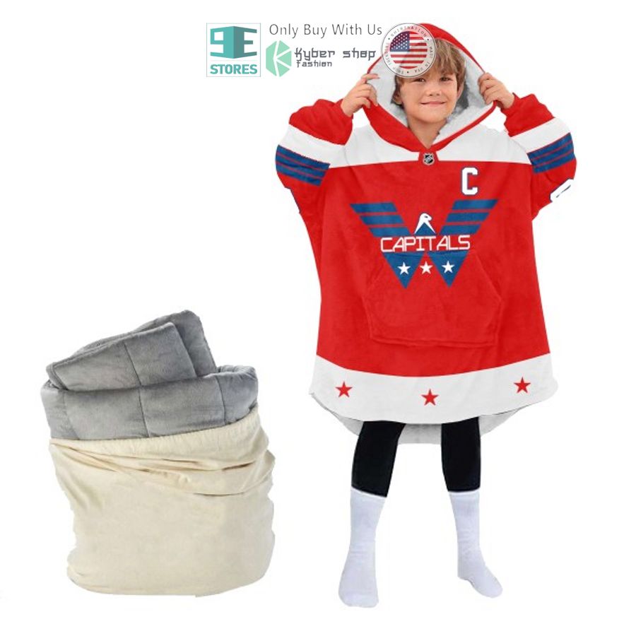 NEW Washington Capitals red white Custom Name Fleece Hooded Blanket 4 personalized nhl washington capitals red white sherpa hooded blanket 4 32978