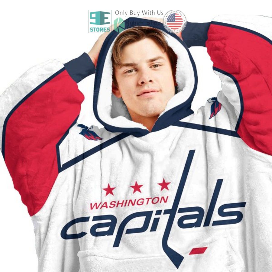 NEW Washington Capitals white blue Custom Name Fleece Hooded Blanket 3 personalized nhl washington capitals white blue sherpa hooded blanket 3 91514
