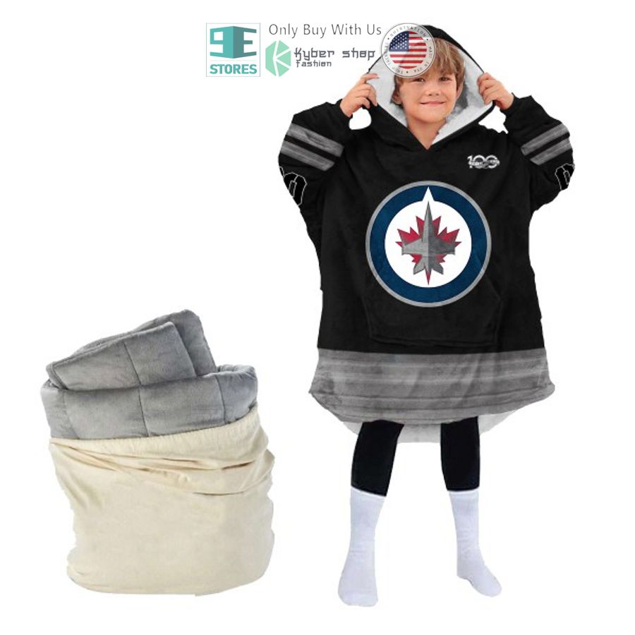 NEW Winnipeg Jets black Custom Name Fleece Hooded Blanket 4 personalized nhl winnipeg jets black sherpa hooded blanket 4 62888