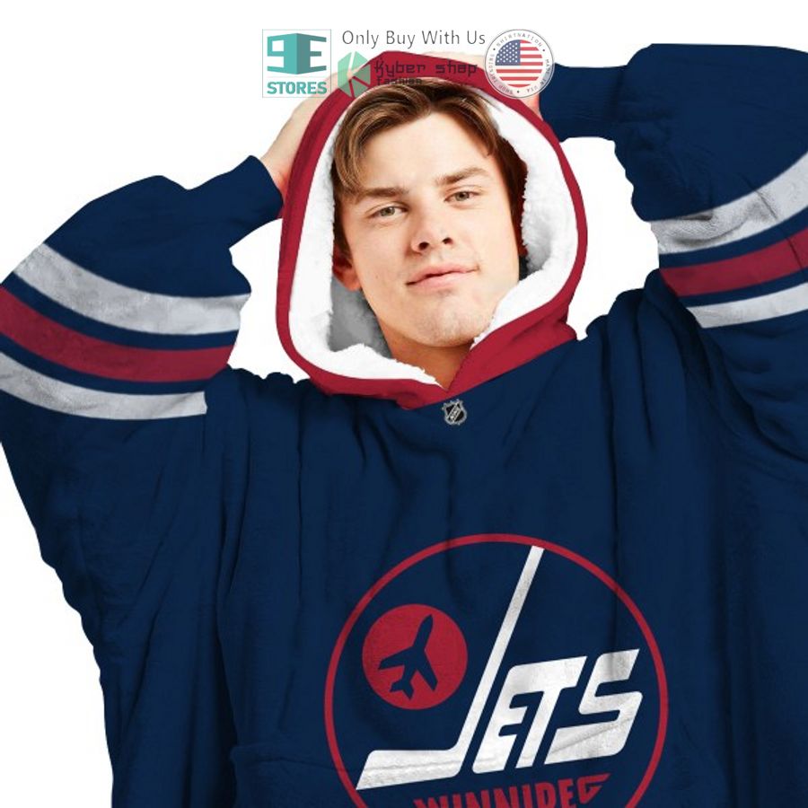 NEW Winnipeg Jets blue Custom Name Fleece Hooded Blanket 3 personalized nhl winnipeg jets blue sherpa hooded blanket 3 51214