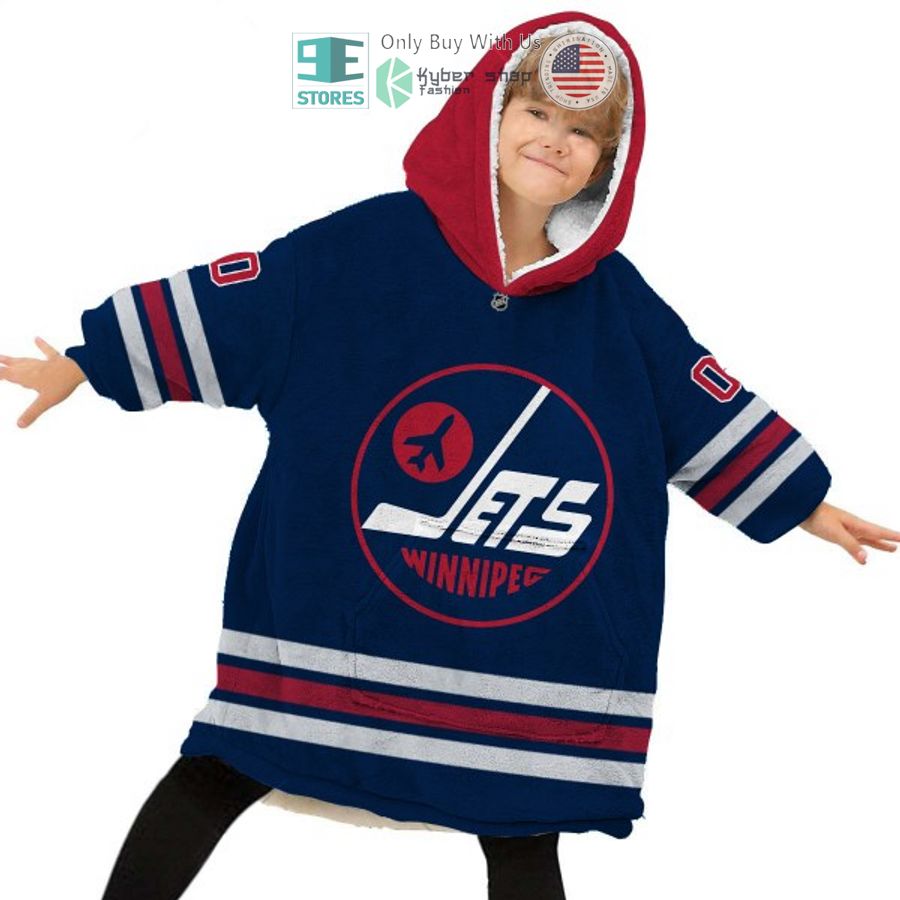 NEW Winnipeg Jets blue Custom Name Fleece Hooded Blanket 6 personalized nhl winnipeg jets blue sherpa hooded blanket 6 49741