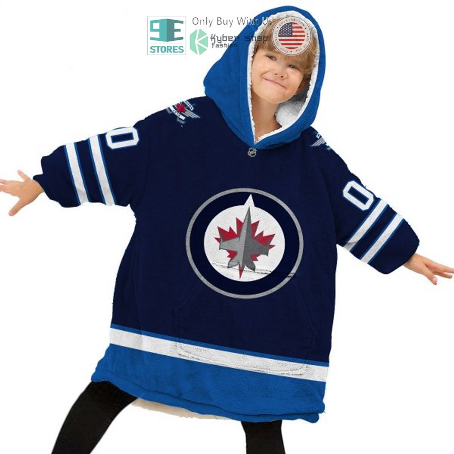 NEW Winnipeg Jets logo Custom Name Fleece Hooded Blanket 6 personalized nhl winnipeg jets logo sherpa hooded blanket 6 30987