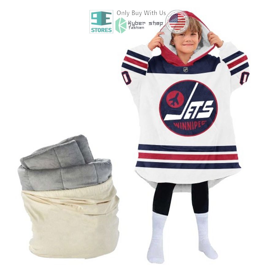 NEW Winnipeg Jets white Custom Name Fleece Hooded Blanket 4 personalized nhl winnipeg jets white sherpa hooded blanket 4 94035