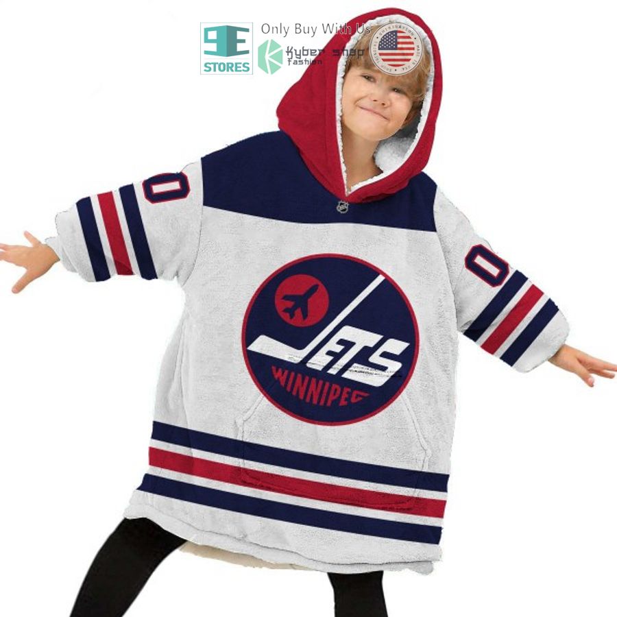 NEW Winnipeg Jets white Custom Name Fleece Hooded Blanket 6 personalized nhl winnipeg jets white sherpa hooded blanket 6 35632