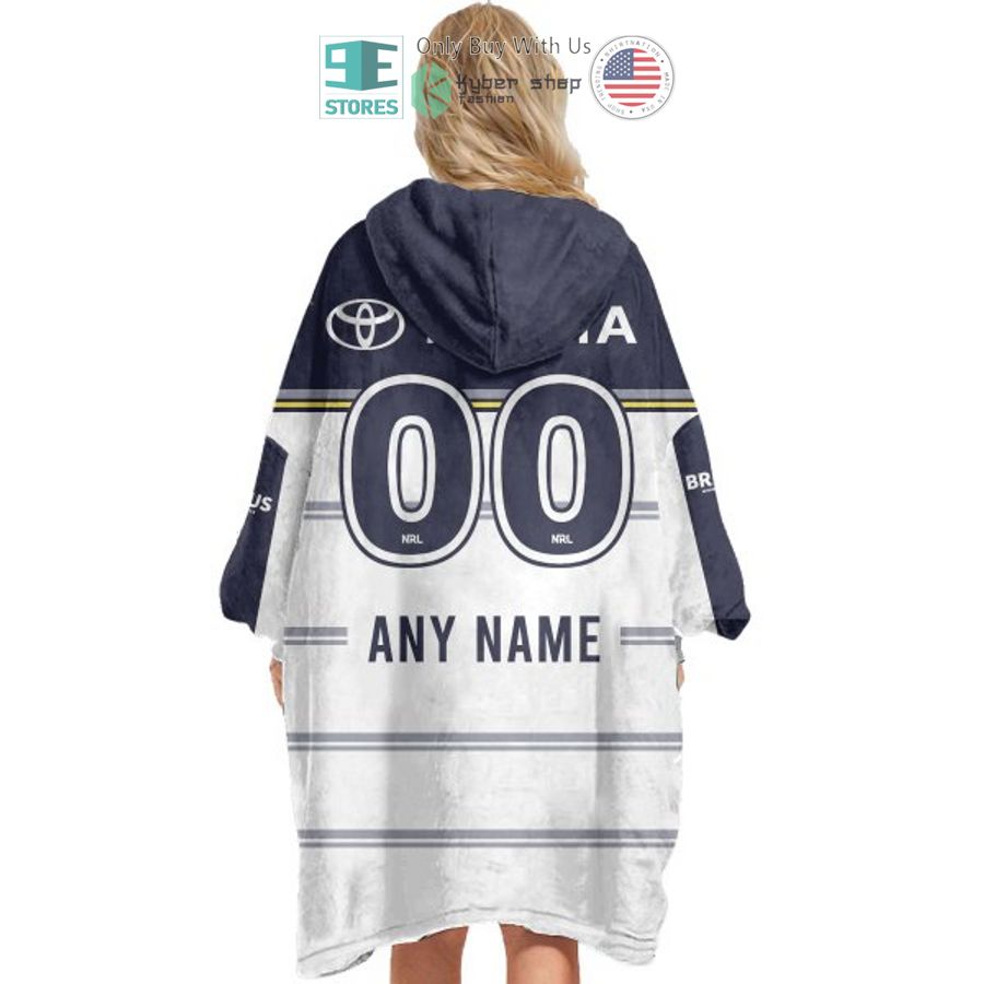 NEW North Queensland Cowboys Toyota white blue Custom Name Fleece Hooded Blanket 5 personalized north queensland cowboys toyota white blue sherpa hooded blanket 5 85967