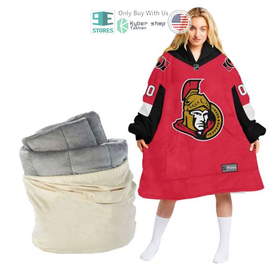 personalized ottawa senators logo sherpa hooded blanket 2 40160