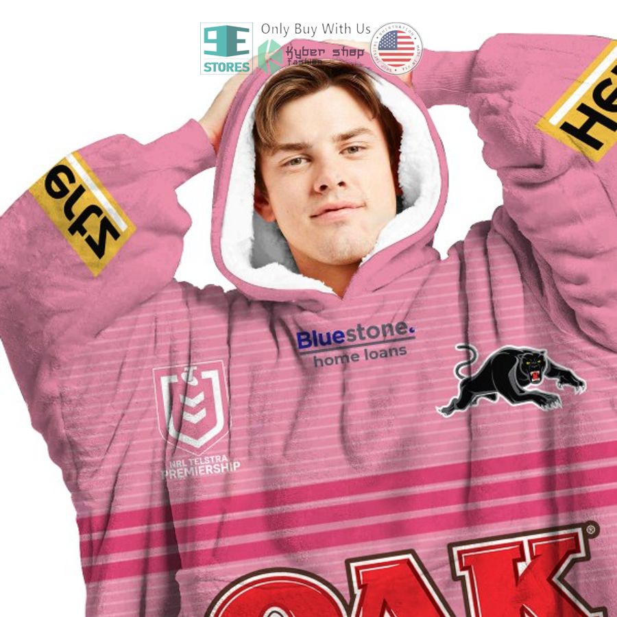NEW Penrith Panthers OAK Plus pink Custom Name Fleece Hooded Blanket 3 personalized penrith panthers oak plus pink sherpa hooded blanket 3 14348