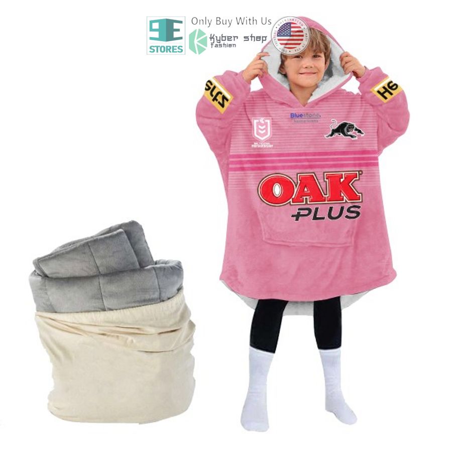 NEW Penrith Panthers OAK Plus pink Custom Name Fleece Hooded Blanket 4 personalized penrith panthers oak plus pink sherpa hooded blanket 4 45696