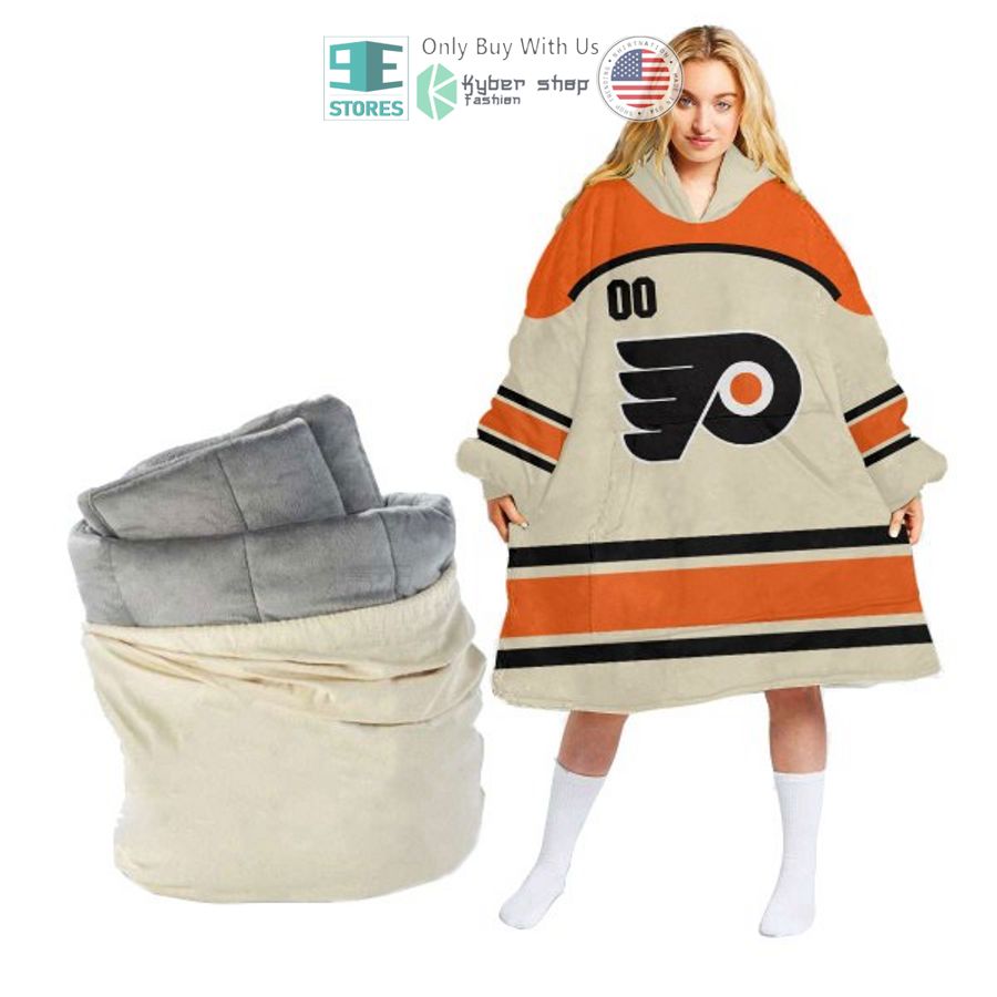 personalized philadelphia flyers striped sherpa hooded blanket 2 68578