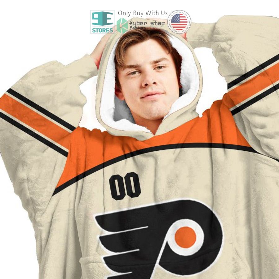 NEW Philadelphia Flyers striped Custom Name Fleece Hooded Blanket 3 personalized philadelphia flyers striped sherpa hooded blanket 3 51535