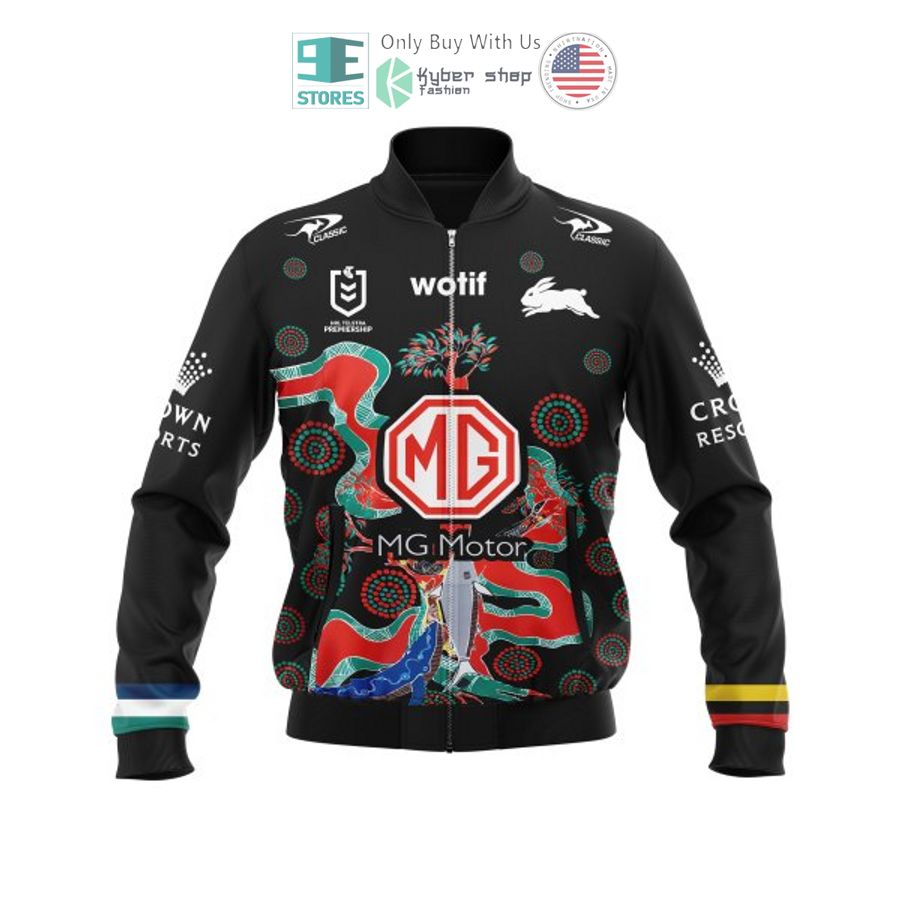 NEW South Sydney Rabbitohs black Custom Name Bomber Jacket 3 personalized south sydney rabbitohs black bomber jacket 3 44896