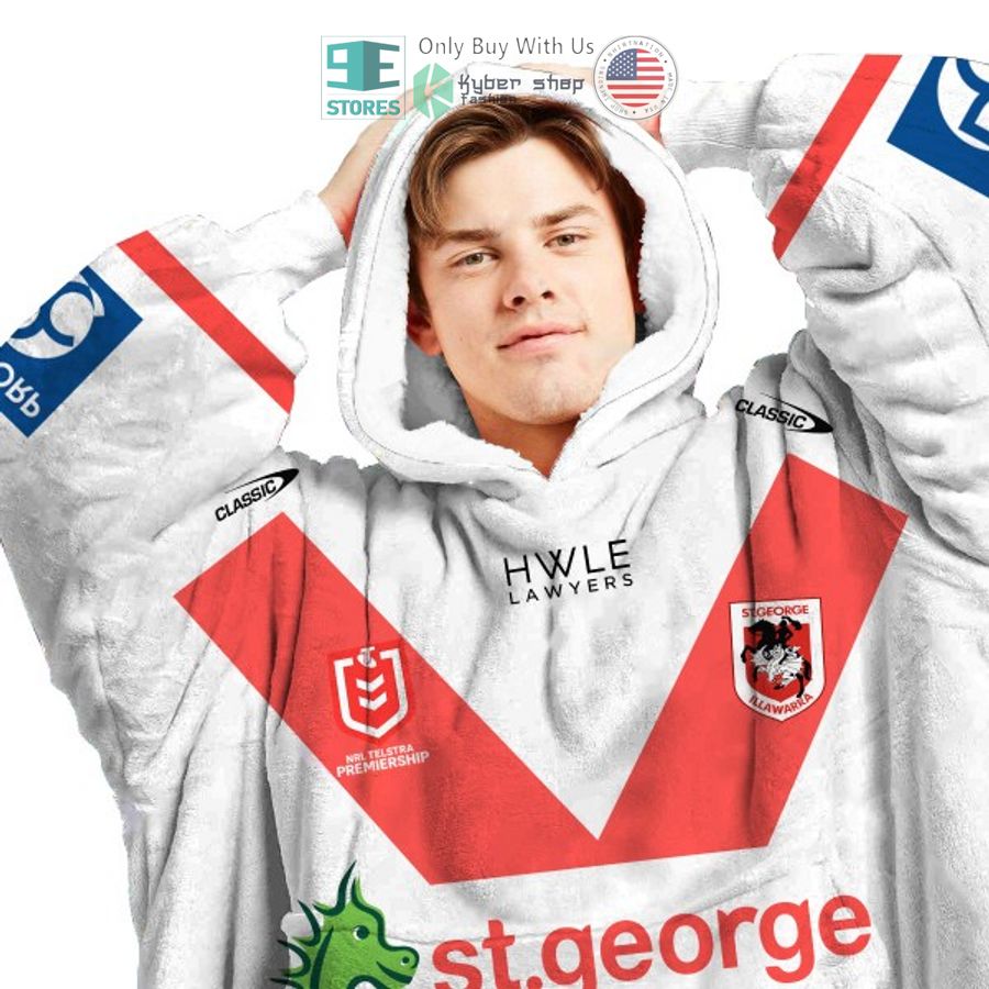 NEW St. George Illawarra Dragons logo white Custom Name Fleece Hooded Blanket 3 personalized st george illawarra dragons logo white sherpa hooded blanket 3 5437