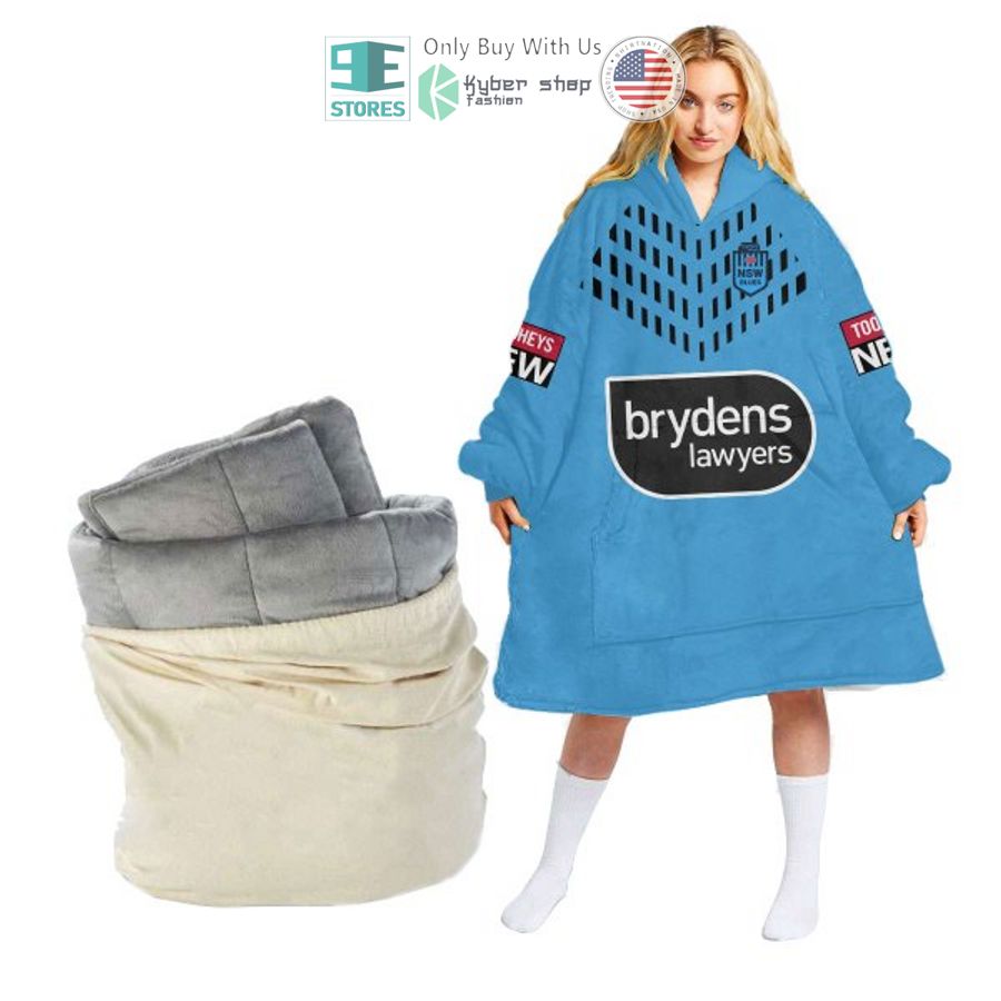 personalized state of origin new south wales blues nswrl sherpa hooded blanket 1 63198