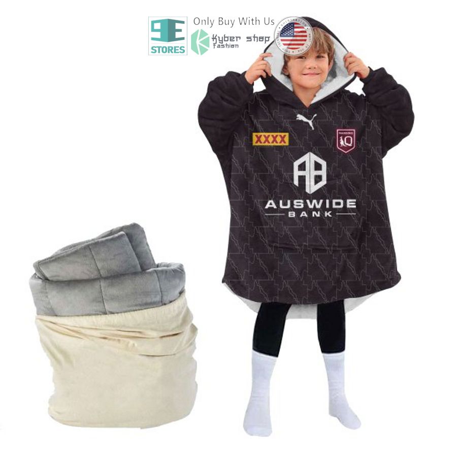 NEW State of Origin Queensland Maroons QRL blackCustom Name Fleece Hooded Blanket 4 personalized state of origin queensland maroons qrl blacksherpa hooded blanket 4 60709