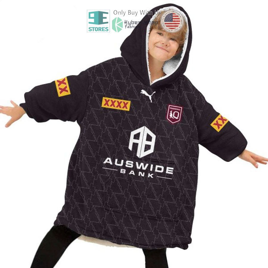 NEW State of Origin Queensland Maroons QRL blackCustom Name Fleece Hooded Blanket 6 personalized state of origin queensland maroons qrl blacksherpa hooded blanket 6 34979