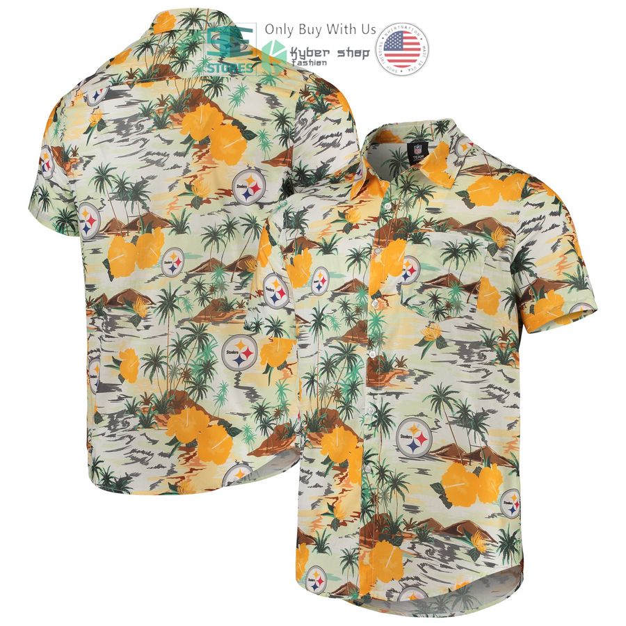HOT Pittsburgh Steelers FOCO Paradise Floral Cream Hawaii Shirt 2 pittsburgh steelers foco paradise floral cream hawaiian shirt 1 74628