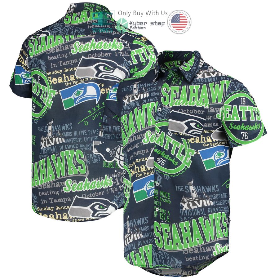 HOT Seattle Seahawks FOCO Thematic College Navy Hawaii Shirt 7 seattle seahawks foco thematic college navy hawaiian shirt 1 24431