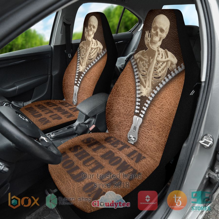 Funny Skeleton Get In Shit Down Shut Up Hold On Seat Covers 8 skelton get in shit down shut up hold on seat covers 1 27633