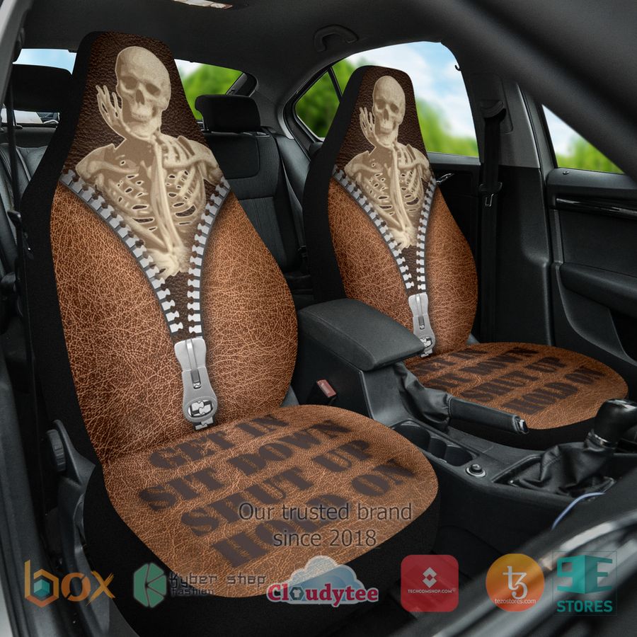 Funny Skeleton Get In Shit Down Shut Up Hold On Seat Covers 3 skelton get in shit down shut up hold on seat covers 2 29353
