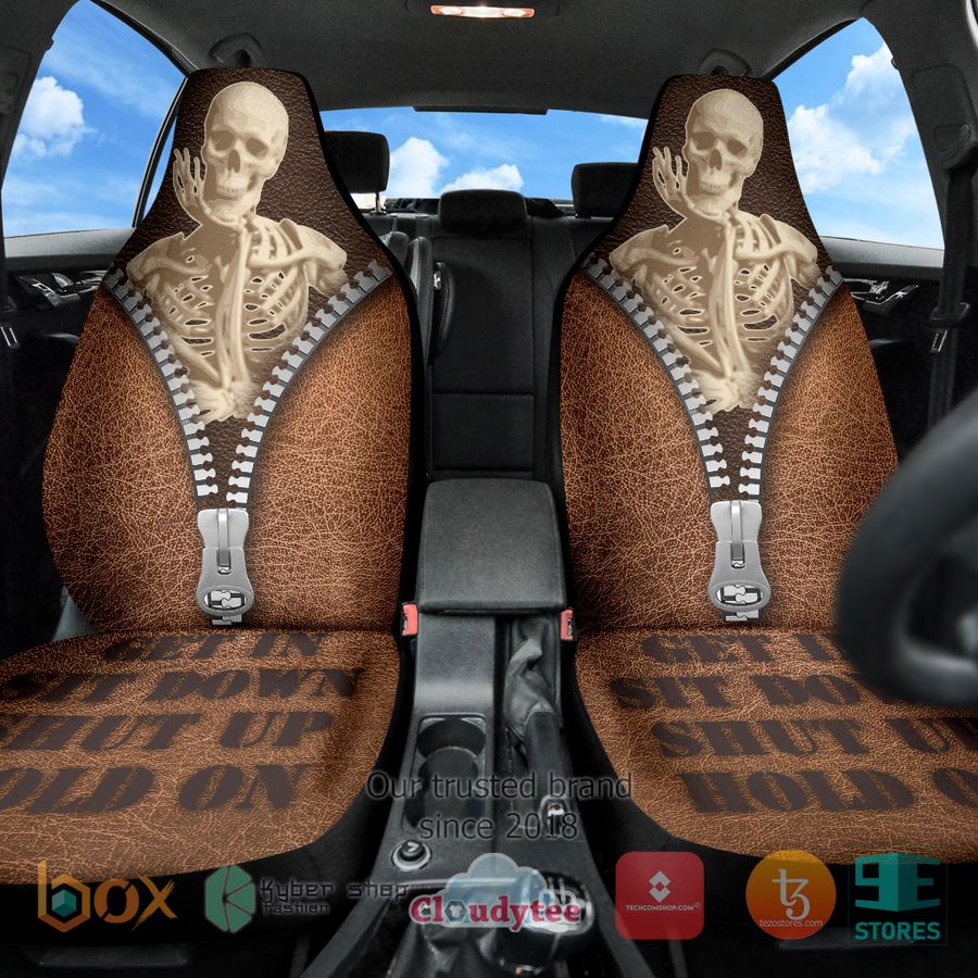 Funny Skeleton Get In Shit Down Shut Up Hold On Seat Covers 4 skelton get in shit down shut up hold on seat covers 3 29715