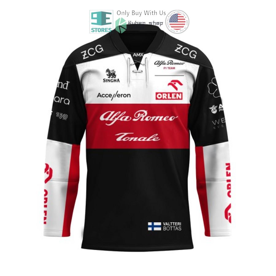 NEW Valtteri Bottas Alfa Romeo F1 Team Tonale Hockey Shirt 2 valtteri bottas alfa romeo f1 team tonale hockey jersey 2 97811