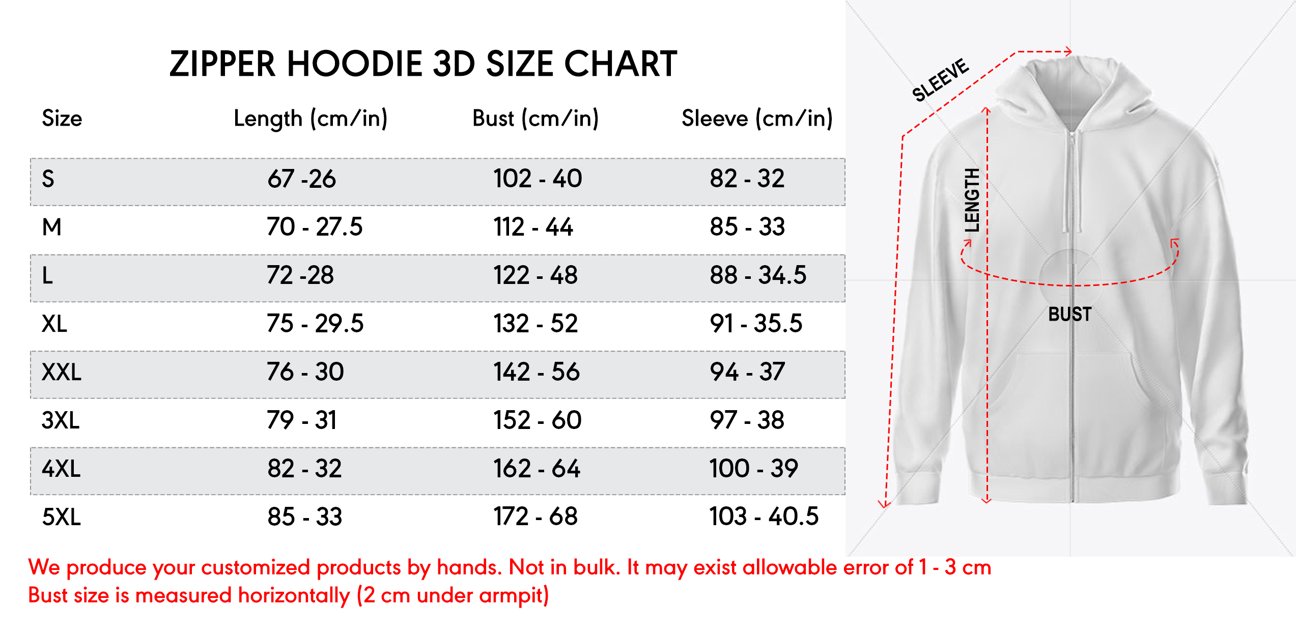 zip hoodie 3d size chart 21 10 20