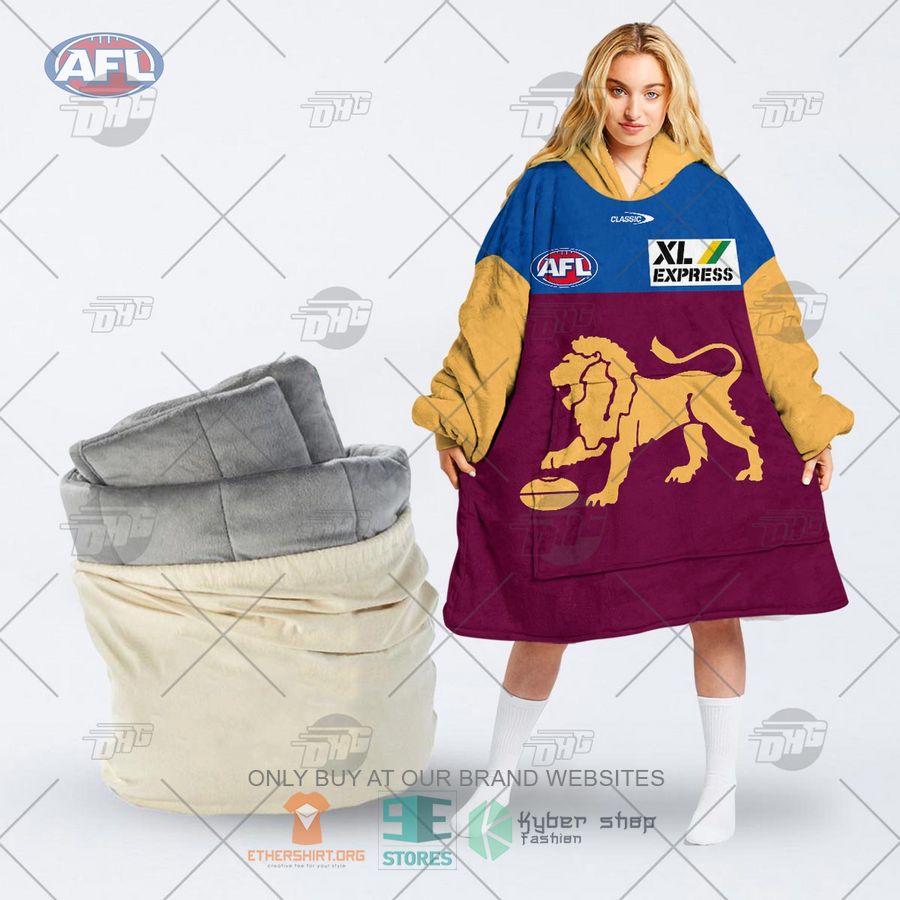afl brisbane lions personalized fleece hoodie blanket 1 73397