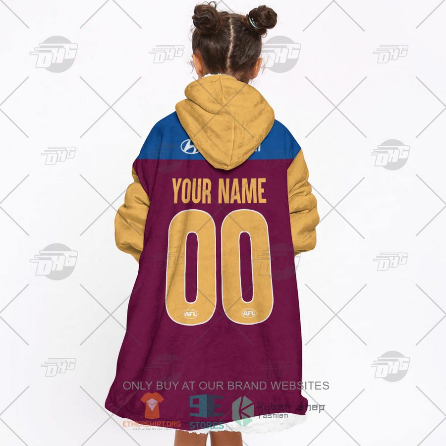 HOT AFL Brisbane Lions Personalized Sherpa Hoodie Blanket 7 afl brisbane lions personalized fleece hoodie blanket 7 5372