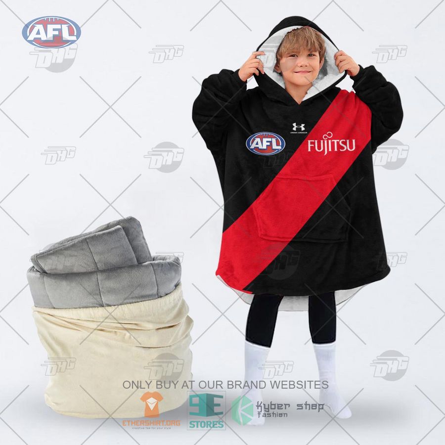 afl essendon football club personalized fleece hoodie blanket 2 97522