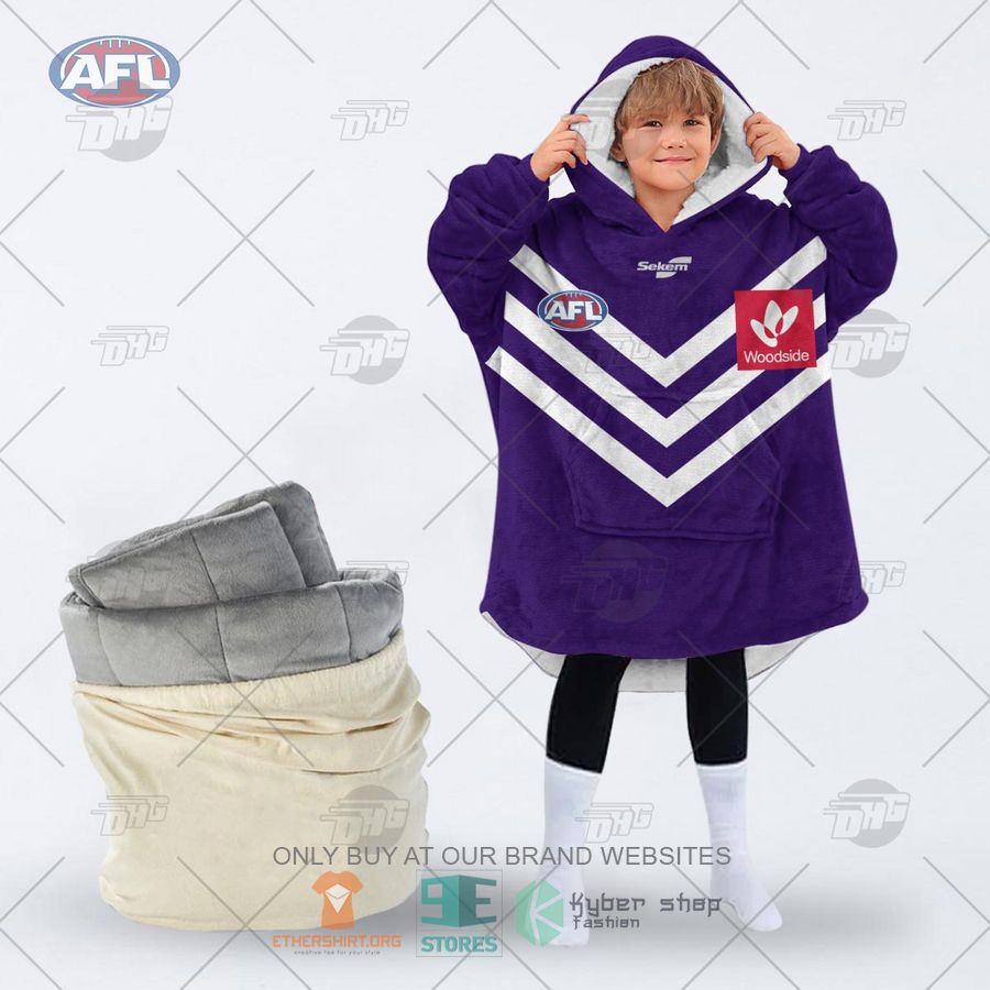 afl fremantle football club personalized fleece hoodie blanket 2 17679