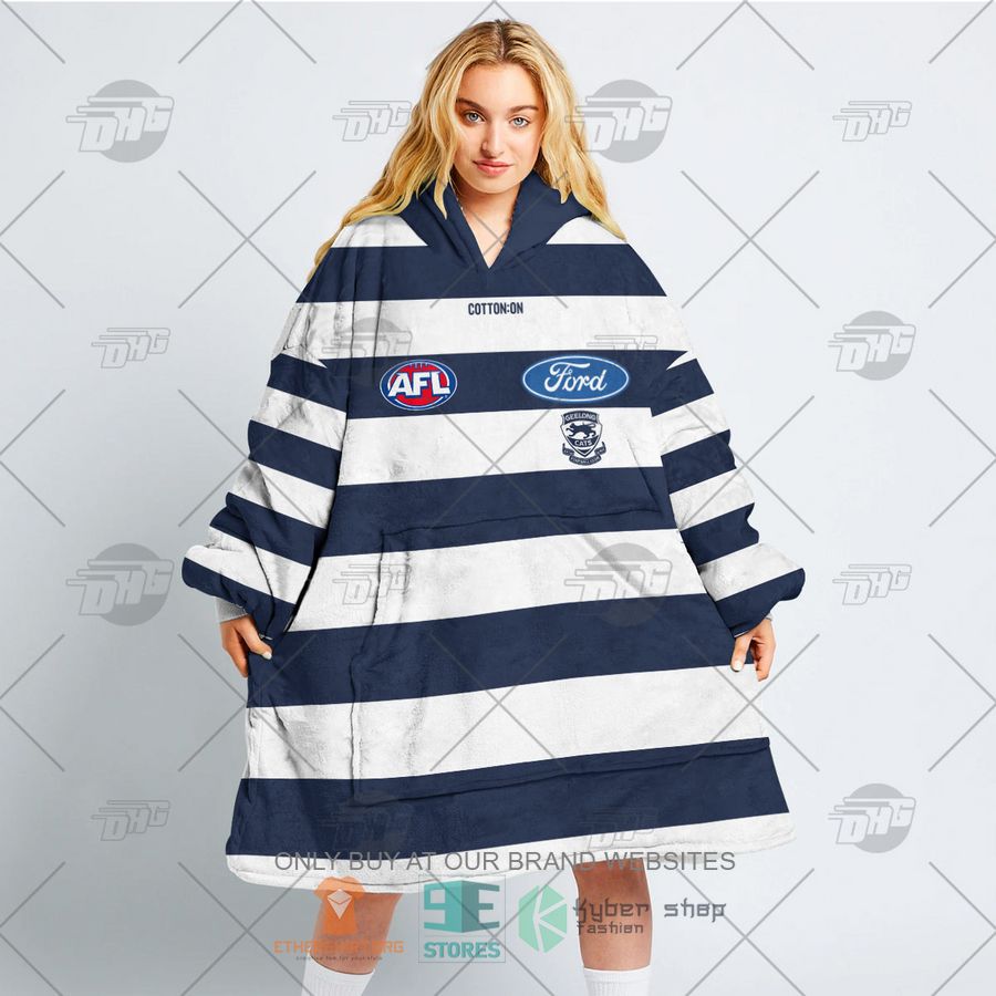 HOT AFL Geelong Football Club Personalized Sherpa Hoodie Blanket 3 afl geelong football club personalized fleece hoodie blanket 3 21089