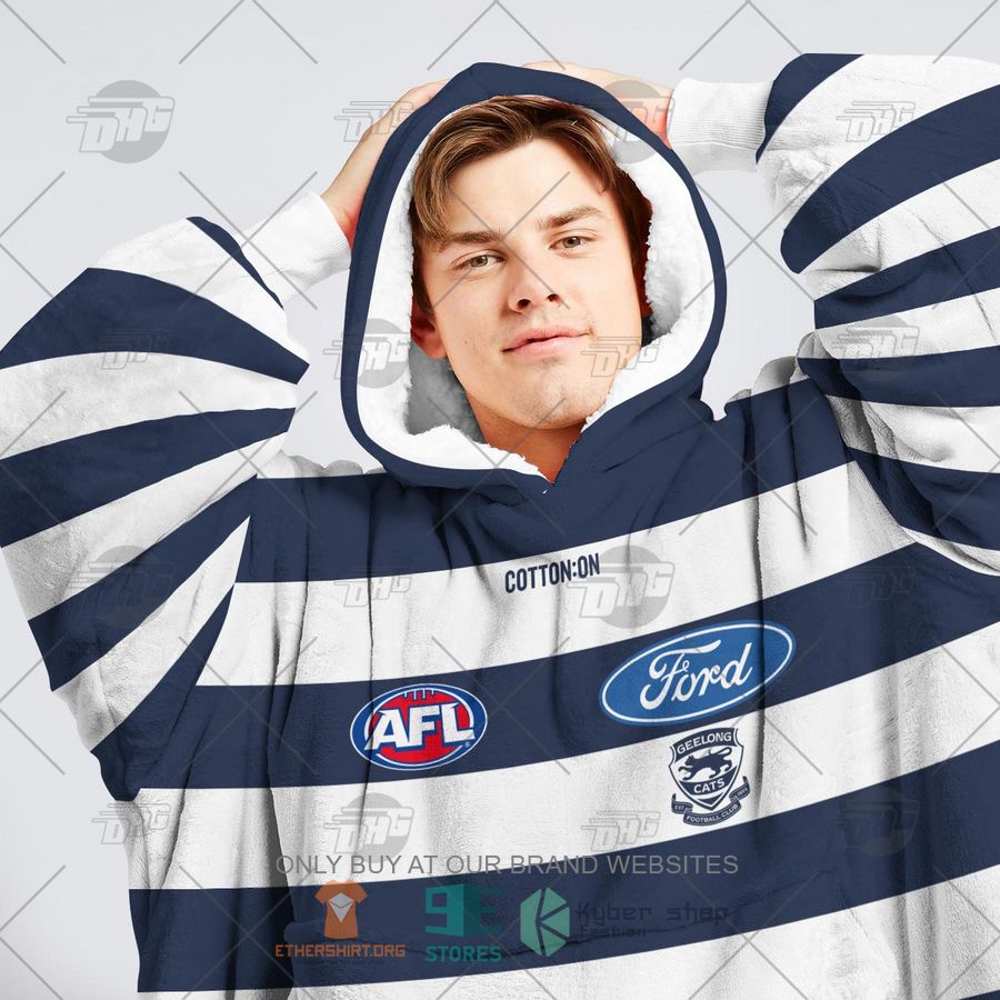 HOT AFL Geelong Football Club Personalized Sherpa Hoodie Blanket 5 afl geelong football club personalized fleece hoodie blanket 5 36417
