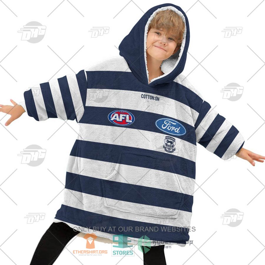 HOT AFL Geelong Football Club Personalized Sherpa Hoodie Blanket 6 afl geelong football club personalized fleece hoodie blanket 6 39221