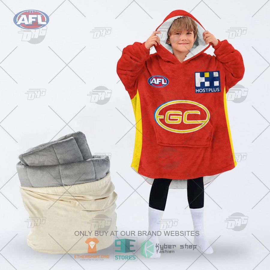 afl gold coast suns football club personalized fleece hoodie blanket 2 23972