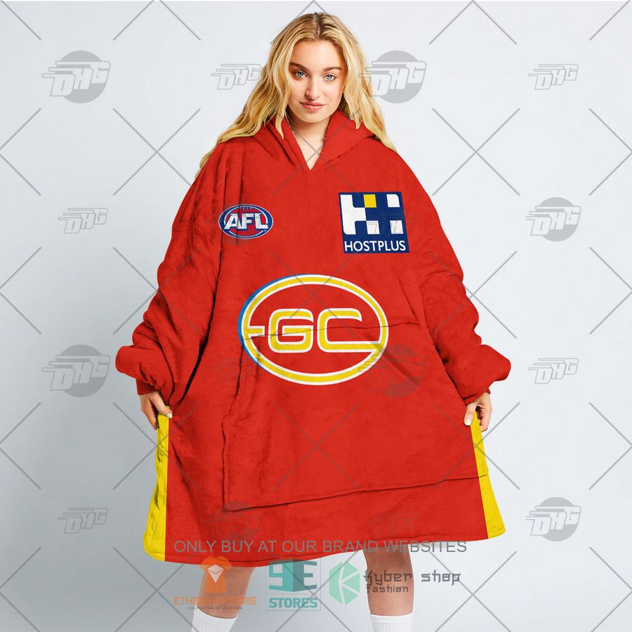 HOT AFL Gold Coast Suns Football Club Personalized Sherpa Hoodie Blanket 3 afl gold coast suns football club personalized fleece hoodie blanket 3 80464