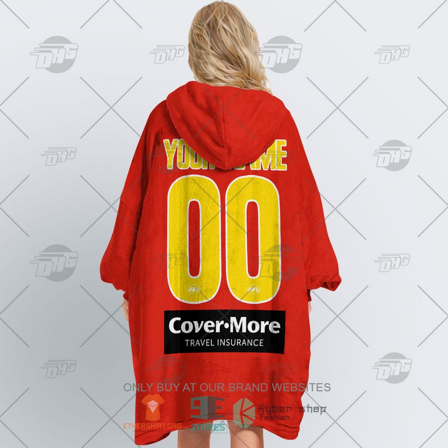 HOT AFL Gold Coast Suns Football Club Personalized Sherpa Hoodie Blanket 4 afl gold coast suns football club personalized fleece hoodie blanket 4 81237