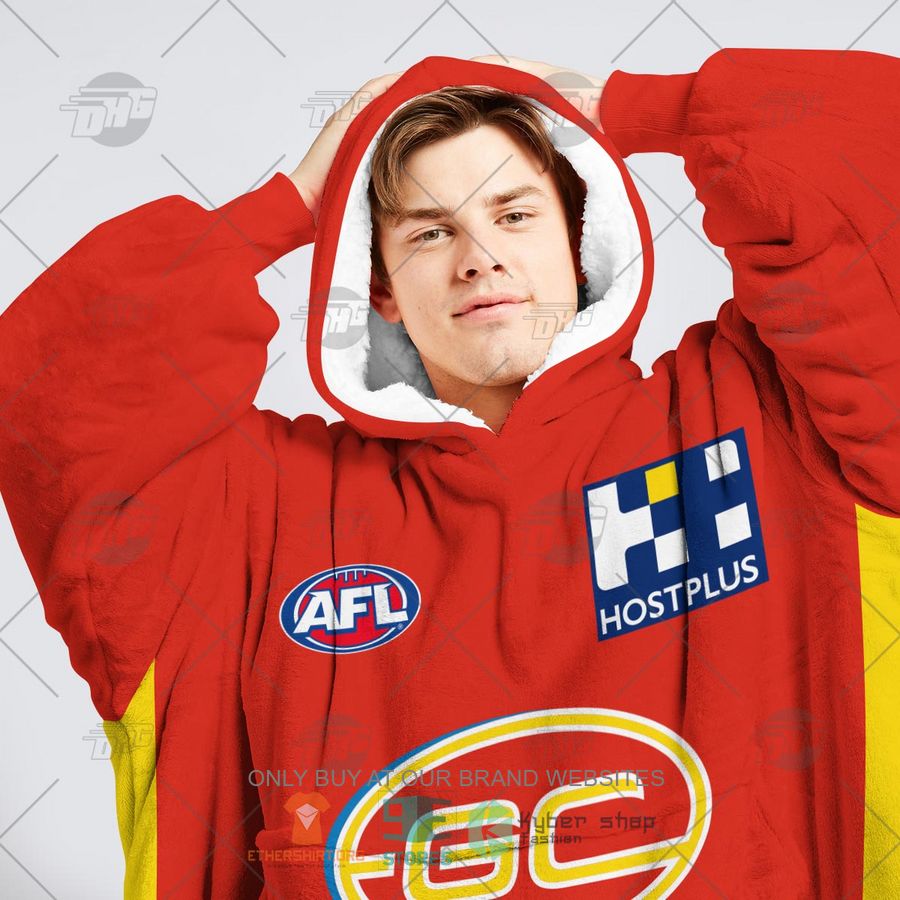 HOT AFL Gold Coast Suns Football Club Personalized Sherpa Hoodie Blanket 5 afl gold coast suns football club personalized fleece hoodie blanket 5 69347