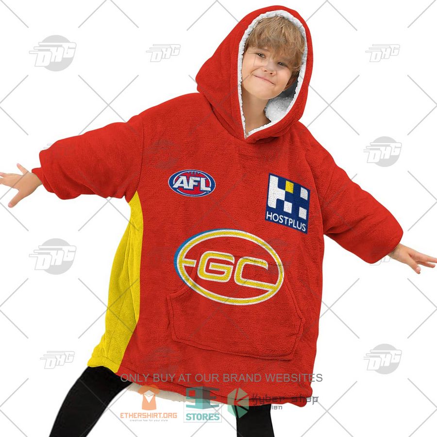 HOT AFL Gold Coast Suns Football Club Personalized Sherpa Hoodie Blanket 6 afl gold coast suns football club personalized fleece hoodie blanket 6 16773