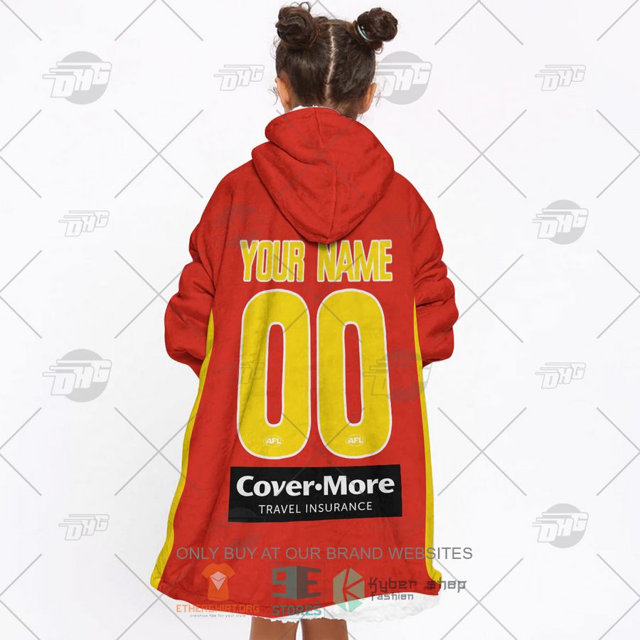 HOT AFL Gold Coast Suns Football Club Personalized Sherpa Hoodie Blanket 7 afl gold coast suns football club personalized fleece hoodie blanket 7 88068
