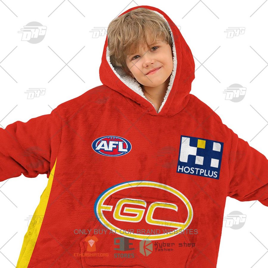 HOT AFL Gold Coast Suns Football Club Personalized Sherpa Hoodie Blanket 8 afl gold coast suns football club personalized fleece hoodie blanket 8 32404