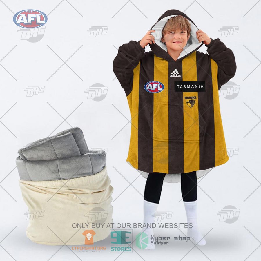 afl hawthorn football club personalized fleece hoodie blanket 2 33993