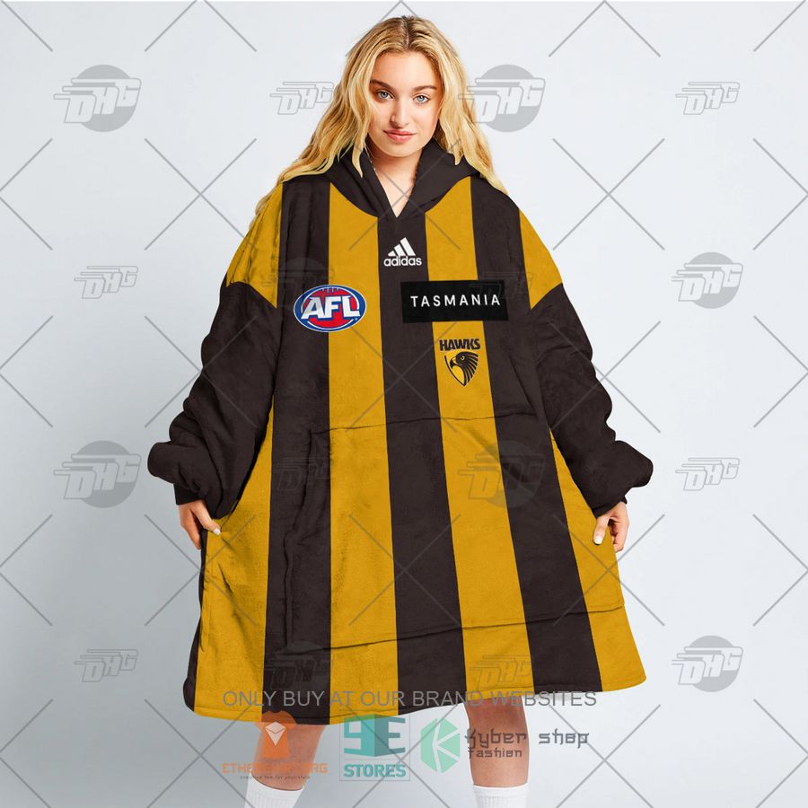 HOT AFL Hawthorn Football Club Personalized Sherpa Hoodie Blanket 3 afl hawthorn football club personalized fleece hoodie blanket 3 13752