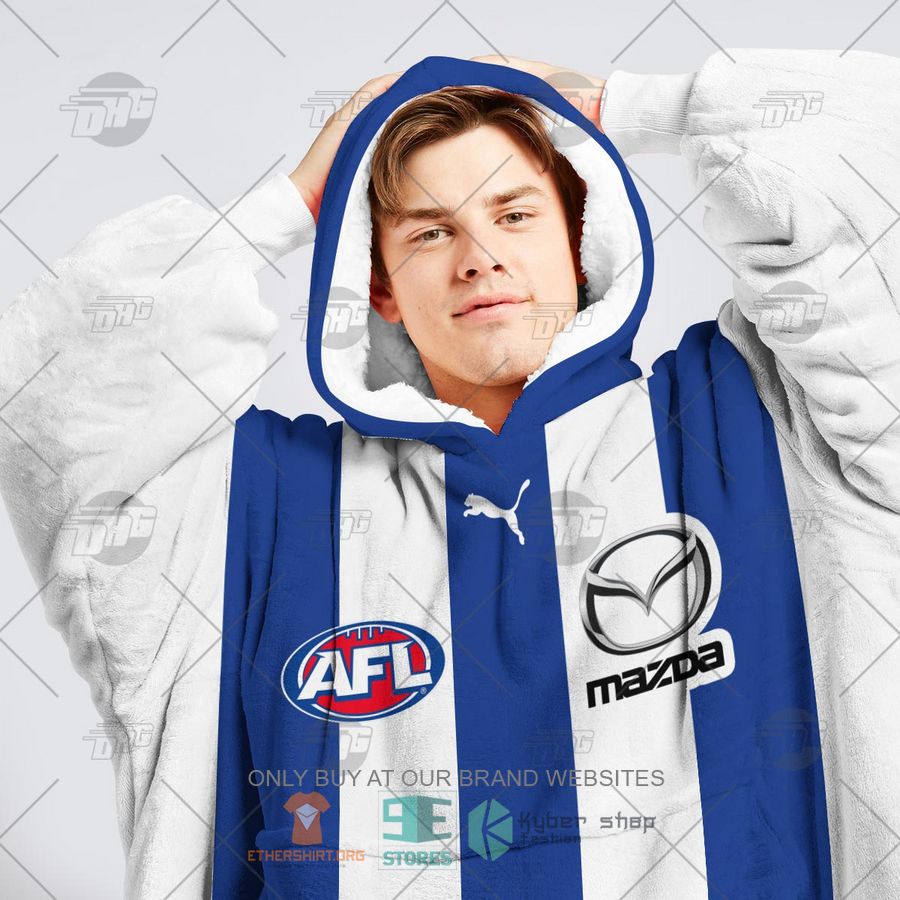HOT AFL North Melbourne Football Club Personalized Sherpa Hoodie Blanket 5 afl north melbourne football club personalized fleece hoodie blanket 5 2561