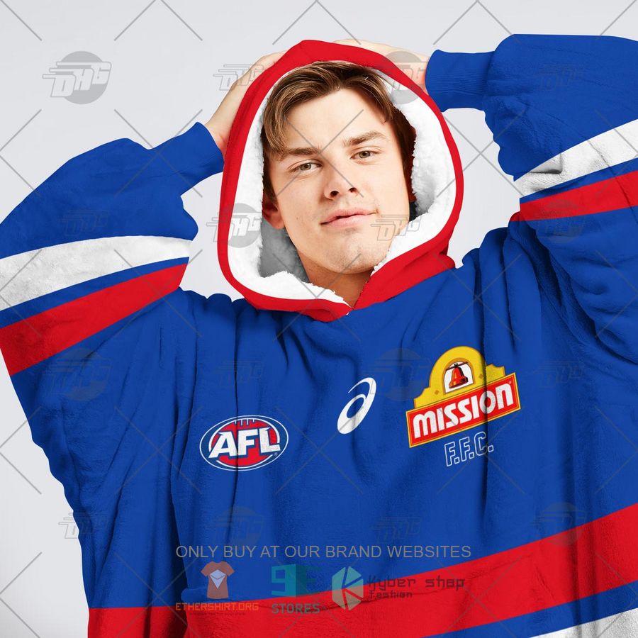 HOT AFL Western Bulldogs Personalized Sherpa Hoodie Blanket 5 afl western bulldogs personalized fleece hoodie blanket 5 44390