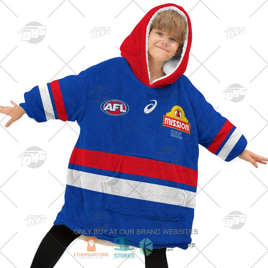 HOT AFL Western Bulldogs Personalized Sherpa Hoodie Blanket 6 afl western bulldogs personalized fleece hoodie blanket 6 61772