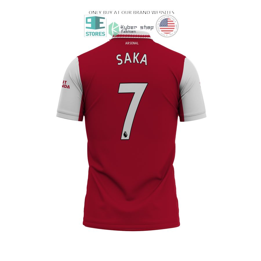 NEW Arsenal Emirates Fly Better Saka 7 red white Polo Shirt 3 arsenal emirates fly better saka 7 red white polo shirt 3 85052