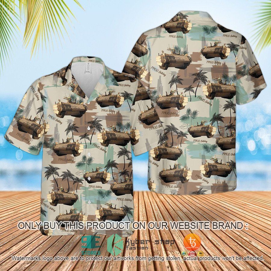 british army bulldog fv430 combat vehicle palm tree hawaiian shirt shorts 1 32229
