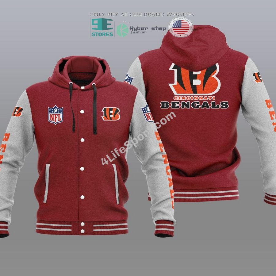 NEW Cincinnati Bengals Hoodie Varsity Jacket 5 cincinnati bengals baseball hoodie jacket 5 19742