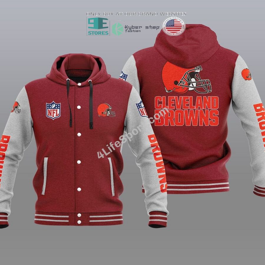 NEW Cleveland Browns Hoodie Varsity Jacket 5 cleveland browns baseball hoodie jacket 5 82095