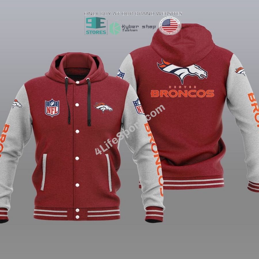 NEW Denver Broncos Hoodie Varsity Jacket 6 denver broncos baseball hoodie jacket 6 43263